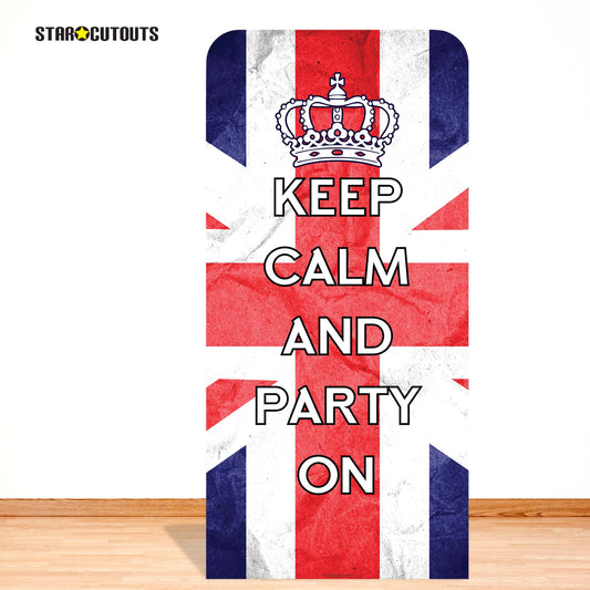 SC4622 Keep Calm & Party On Union Jack Backdrop Single Cardboard Cut Out Height 191cm