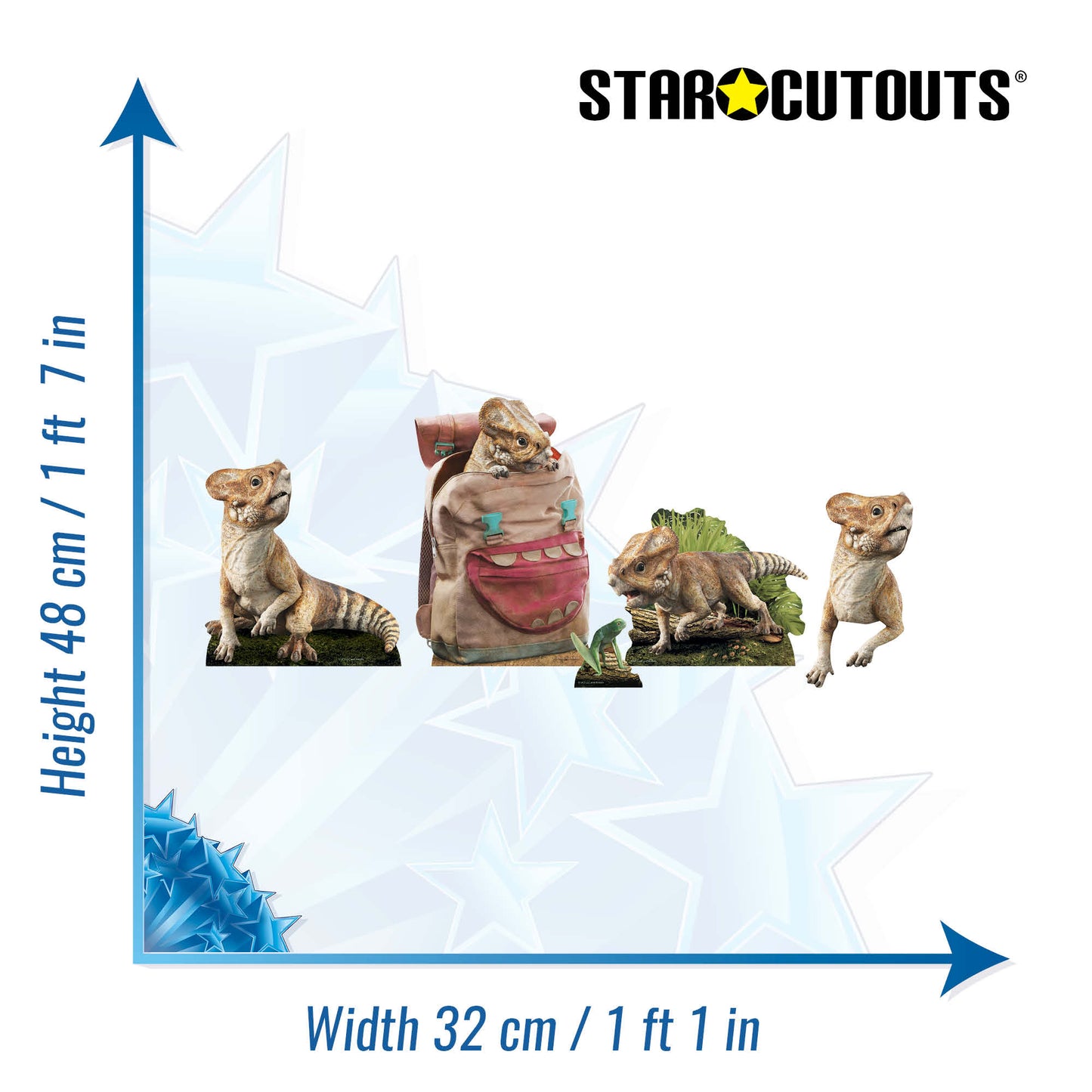 SC4860 Aquilops Dinosaur Jurassic World Rebirth Multi Pack Bundle Cardboard Cut Out Height 48cm