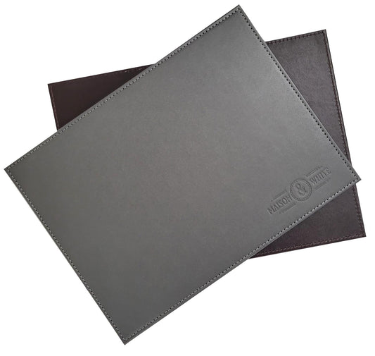 Faux Leather Placemats & Coaster Table Set Grey - 12 Piece | M&W