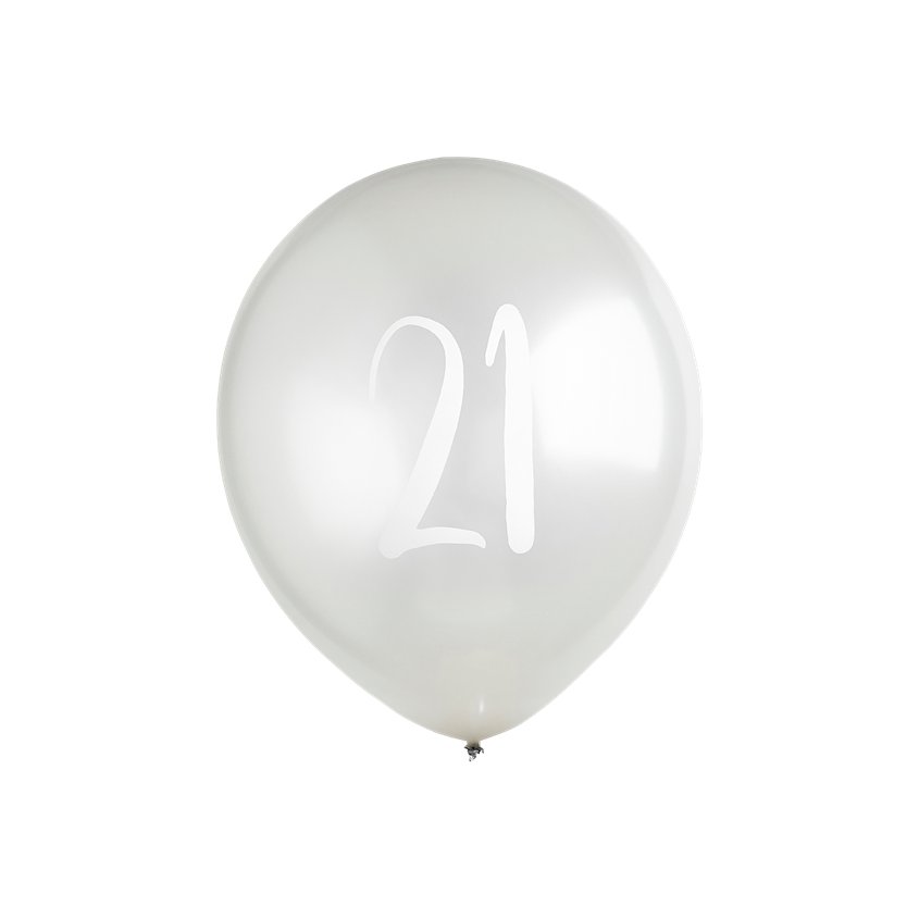 Silver 21st Milestone Balloons - 12" Latex (5pk)
