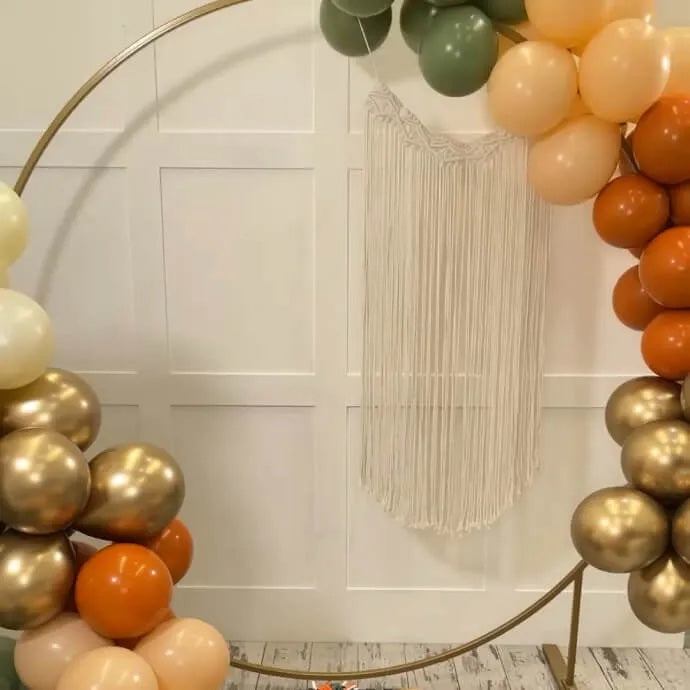 Balloon arrangement styled around a circular hoop