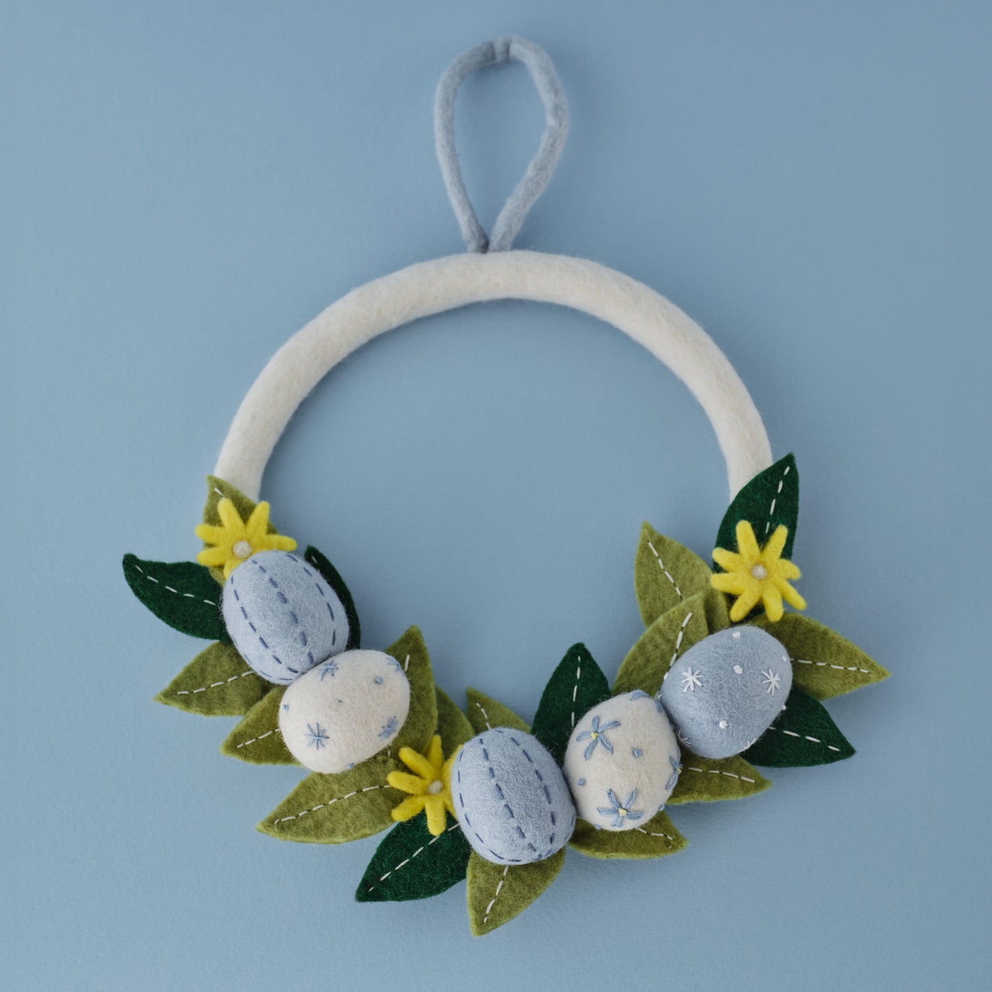 Felt Easter Egg Foliage Wreath - 34cm