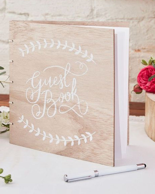 Boho Wedding Wooden Guest Book