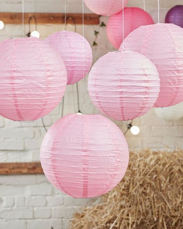 Boho Wedding Baby Pink Paper Lanterns - 30cm & 20.5cm