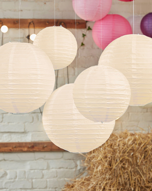 Boho Wedding Ivory Paper Lanterns - 30cm & 20.5cm
