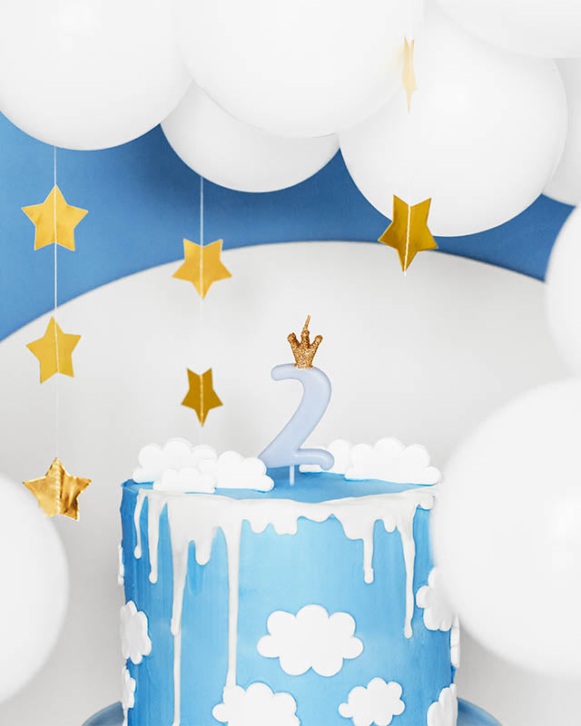 Light Blue Number 2 Candle with Crown - 9.5cm
