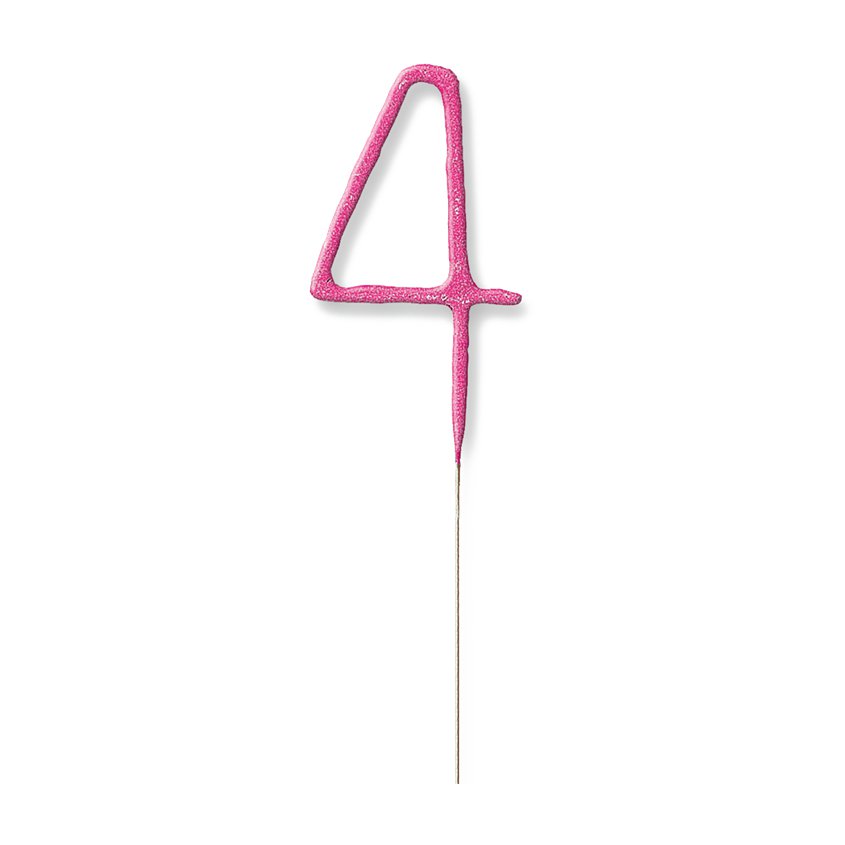Pink Number 4 Sparkler Candle - 7"