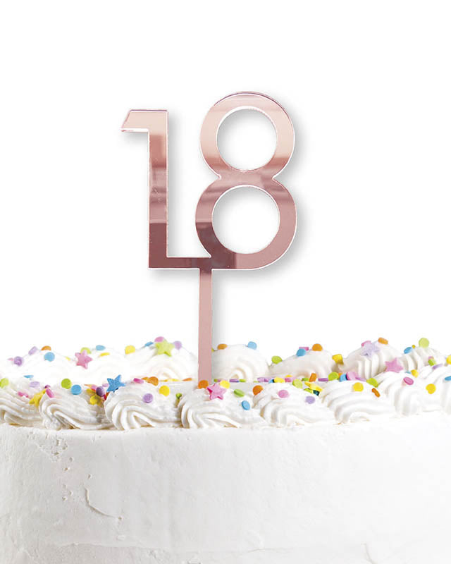18th Rose Gold Acrylic Cake Topper - 7cmx18cm
