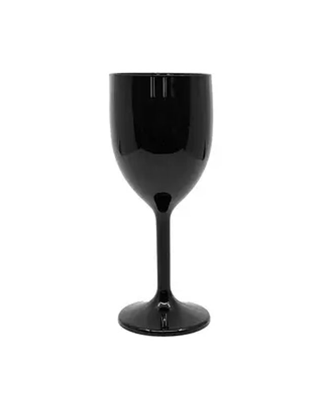 Black Reuseable Plastic Wine Glasses (2pk)