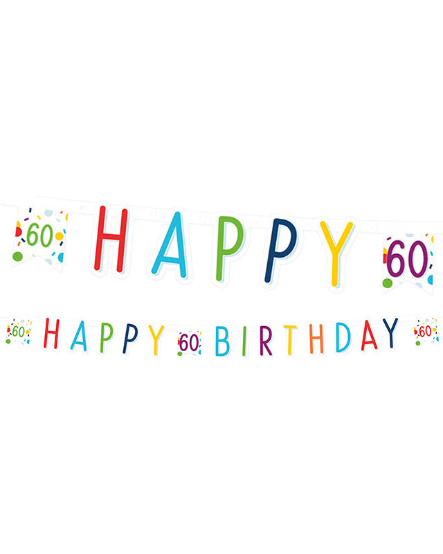 Confetti Birthday Age 60 Letter Banner - 1.8m