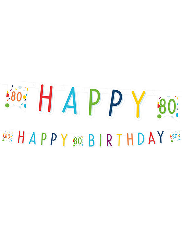 Confetti Birthday Age 80 Letter Banner - 1.8m