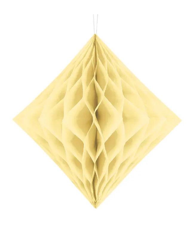 Cream Honeycomb Diamond Paper Decoration - 30cm