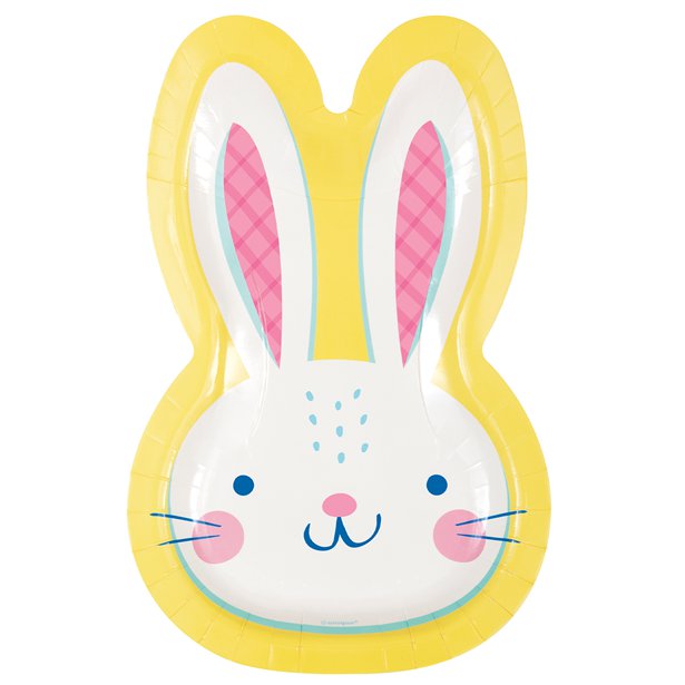 Eggcellent Easter Bunny Shaped Plates - 21cm (8pk)