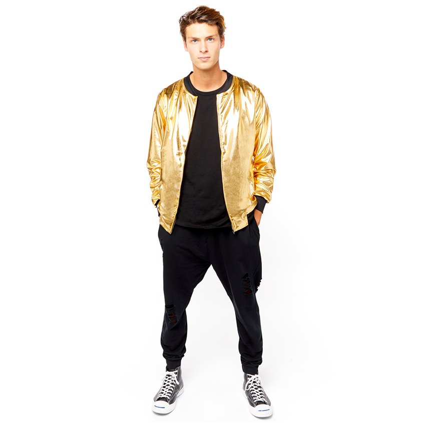 90s Hip Hop Gold Jacket - Adult Costume