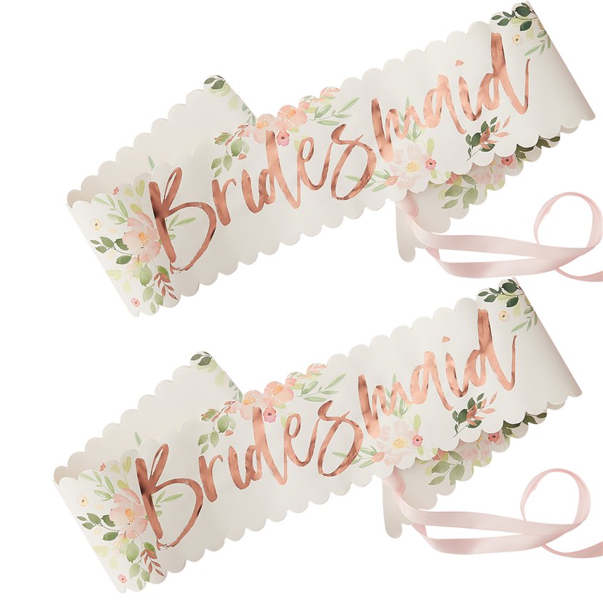 Floral Hen Party 'Bridesmaid' Sashes (2pk)