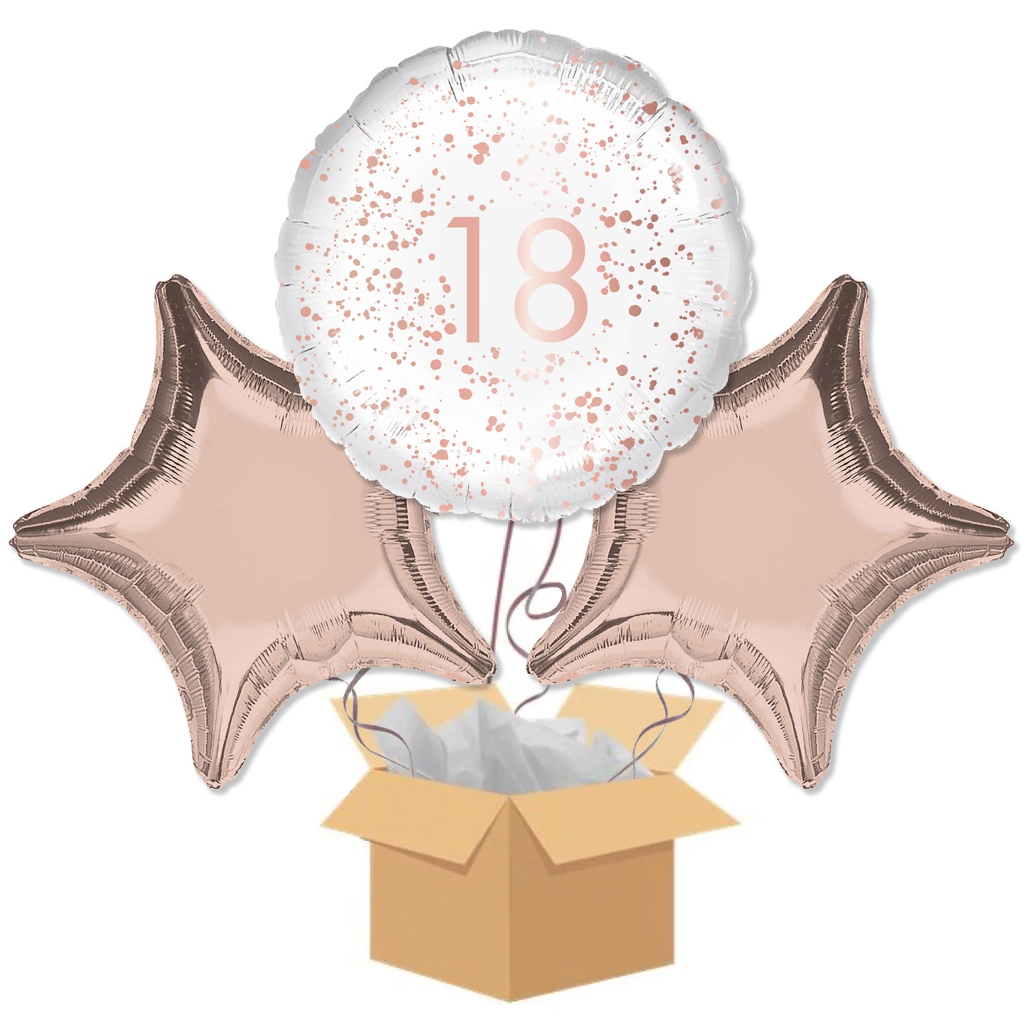 18th Birthday Rose Gold Balloon Bouquet - Delivered Inflated