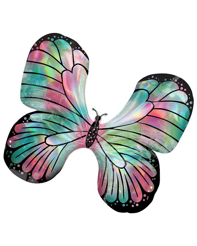 Iridescent Butterfly Supershape Balloon - 30" x 26" Foil