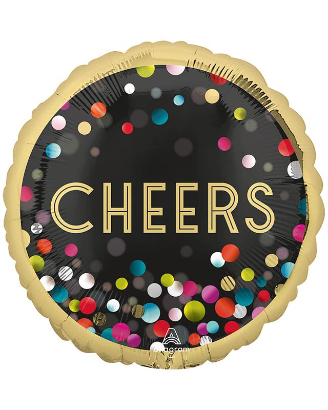 CHEERS Confetti Double Sided Balloon - 18" Foil