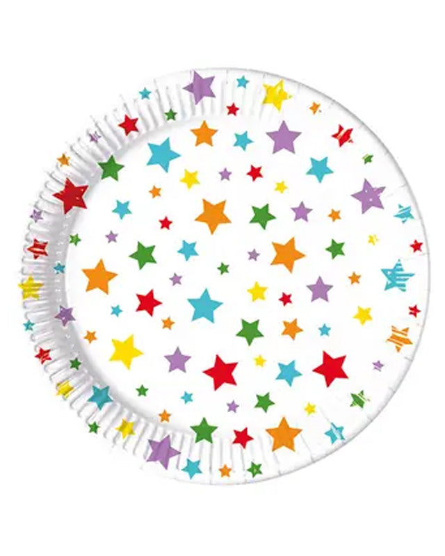Star Print Paper Party Plates - 23cm (8pk)