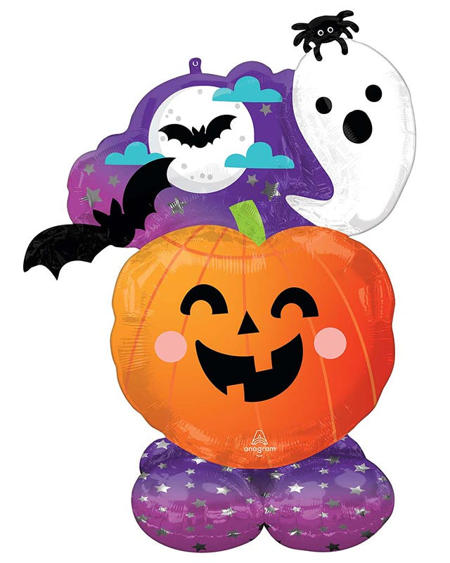 Spooky Ghost & Pumpkin Air Fill AirLoonz Balloon - 52" Foil