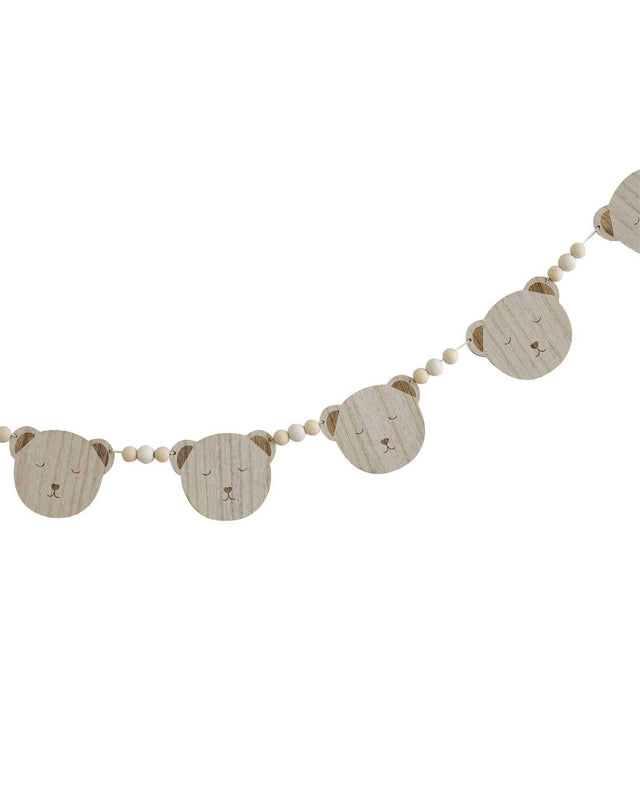 Teddy Bear Wooden Teddy Face Baby Shower Bunting - 1.5m