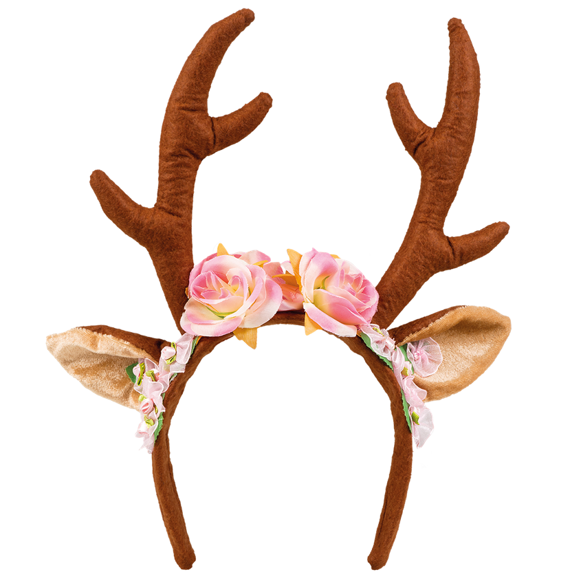 Pink Floral Reindeer Headband