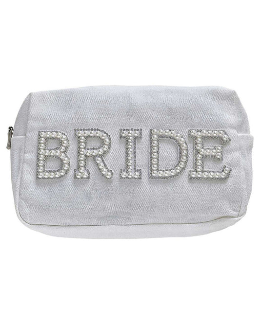Embellished Pearl Bride Makeup Bag - 20cm x 12cm