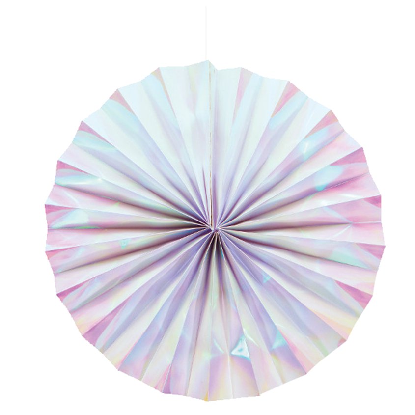 Iridescent Paper Fan Decorations - 30cm (2pk)