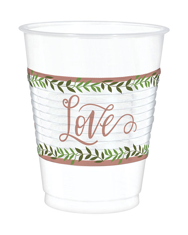 Love & Leaves Plastic Cups - 473ml (25pk)