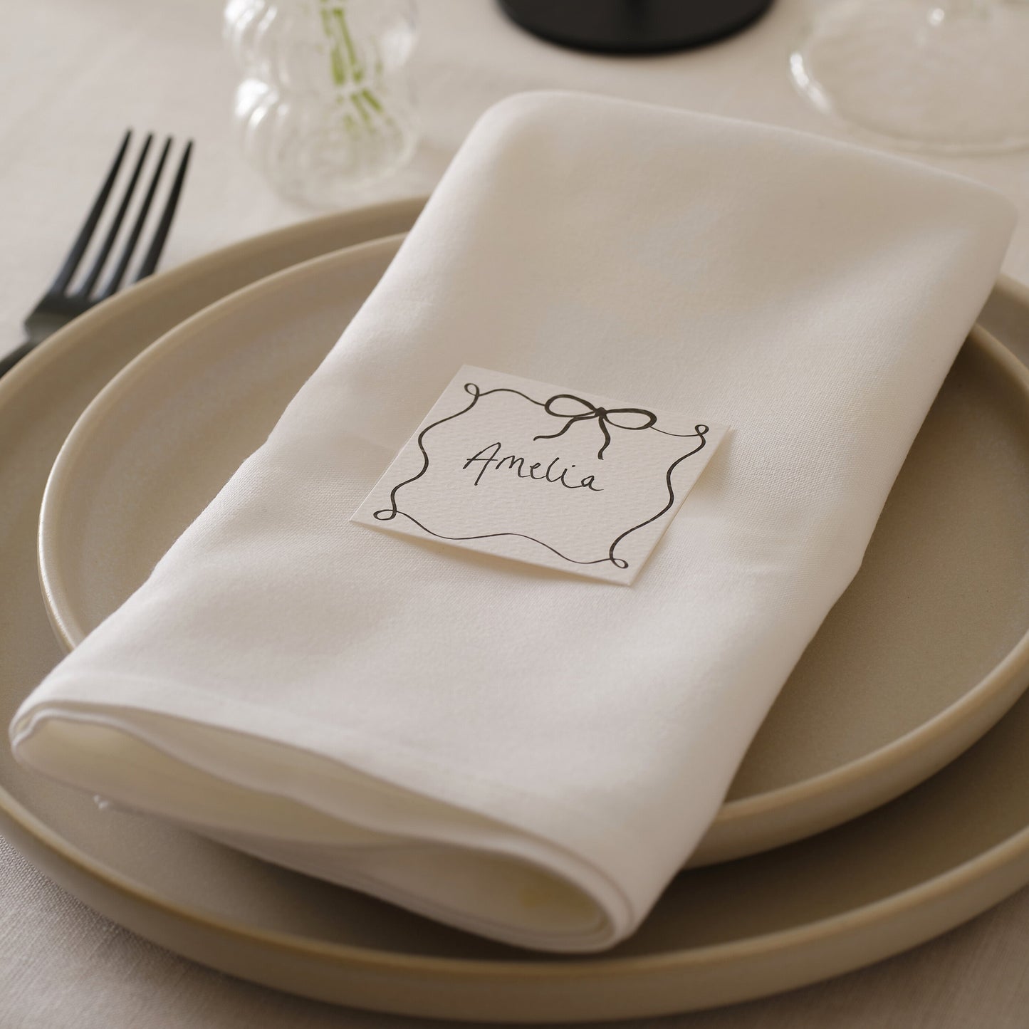 Black and White Bow Place Cards