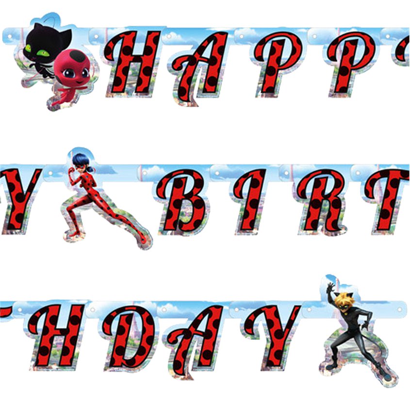 Miraculous Ladybug 'Happy Birthday' Paper Banner - 1.8m