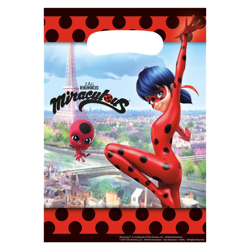 Miraculous Ladybug Plastic Party Bags (8pk)