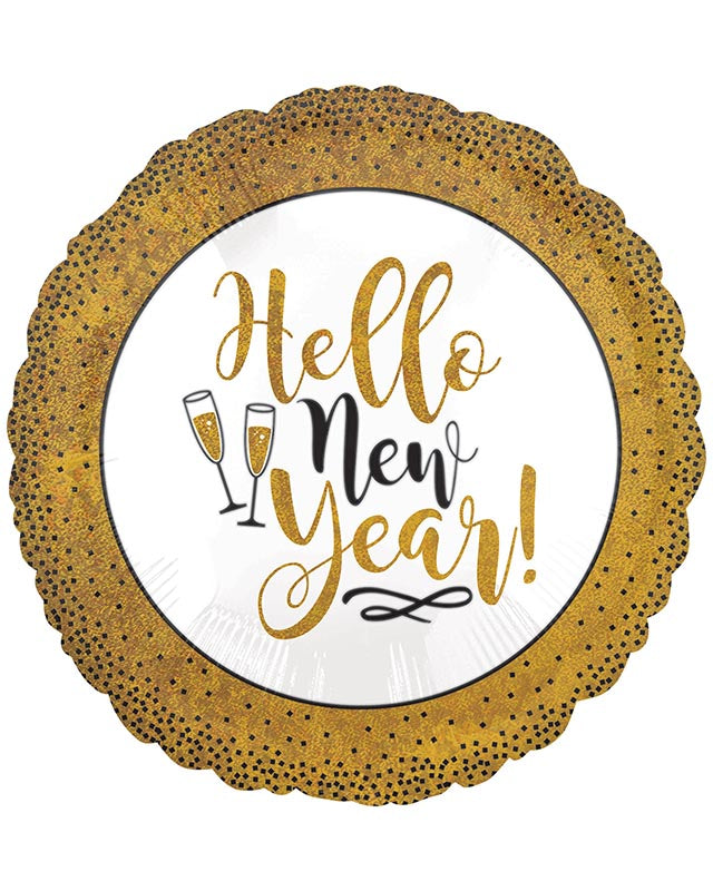 Gold Glitter New Year Balloon - 18" Foil