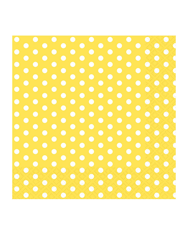 Yellow & White Spot Paper Napkins - 33cm (20pk)