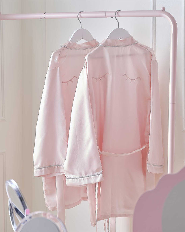 Pamper Party Pink Satin Embroidered Dressing Gown - 10-12 Years