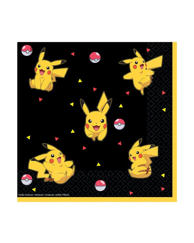 Pikachu Pokemon Party Paper Napkins - 33cm (16pk)