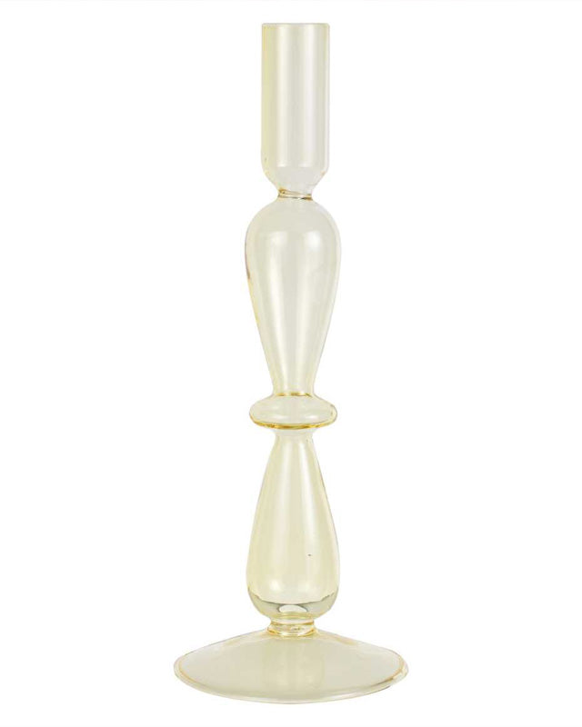 Pastel Wave Yellow Glass Bubble Candle Holder