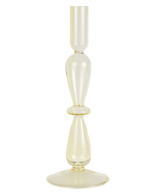 Pastel Wave Yellow Glass Bubble Candle Holder