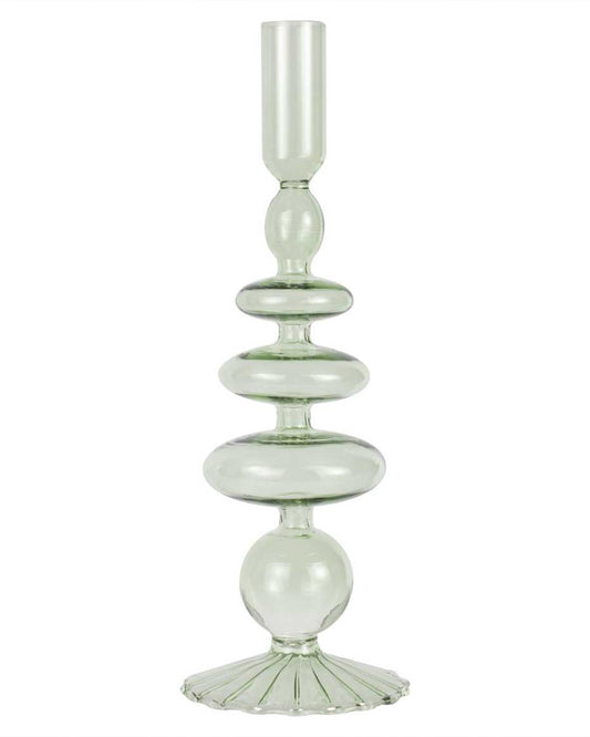 Pastel Wave Green Glass Bubble Candle Holder
