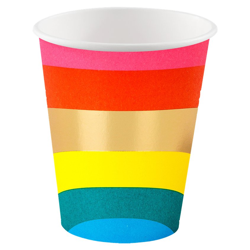 Rainbow Paper Cups - 250ml (8pk)