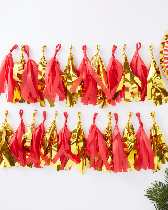 Red & Gold - Red & Gold Tassel Garland