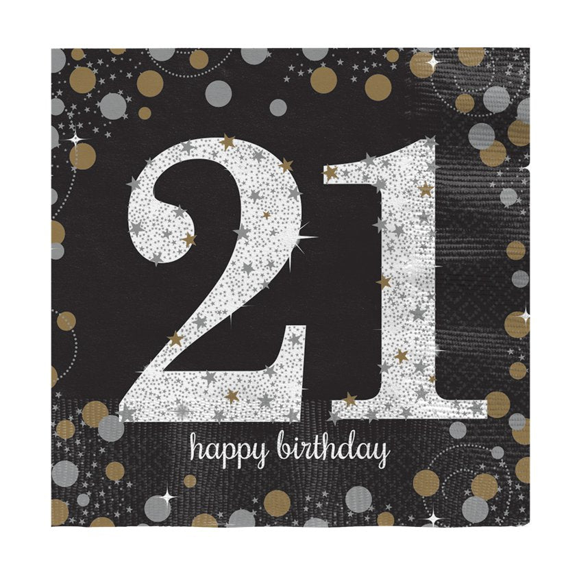 Sparkling Celebration 21st Birthday 2ply Paper Napkins - 33cm (16pk)