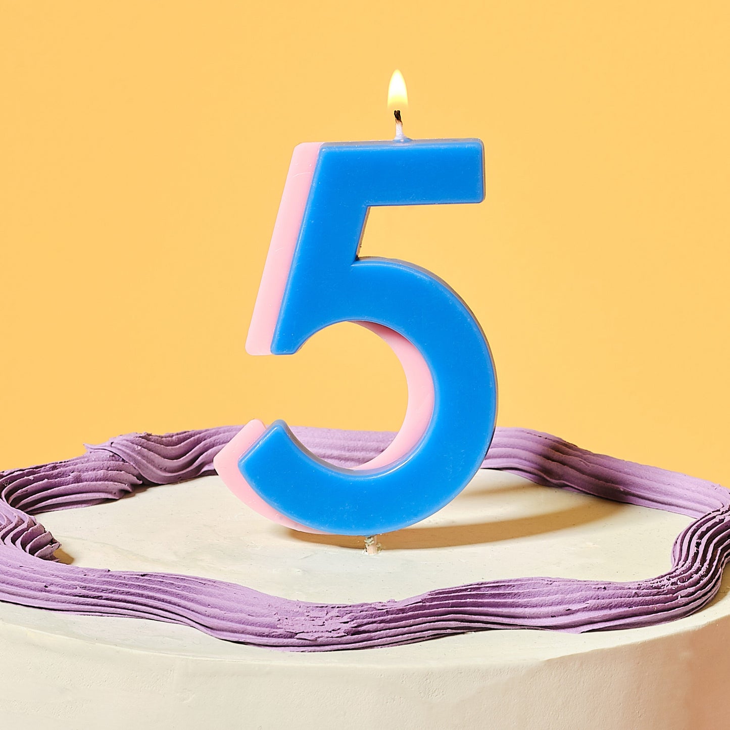 Blue and Lilac Number 5 Candle