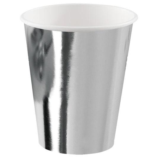 Silver Metallic Paper Cups - 250ml (8pk)