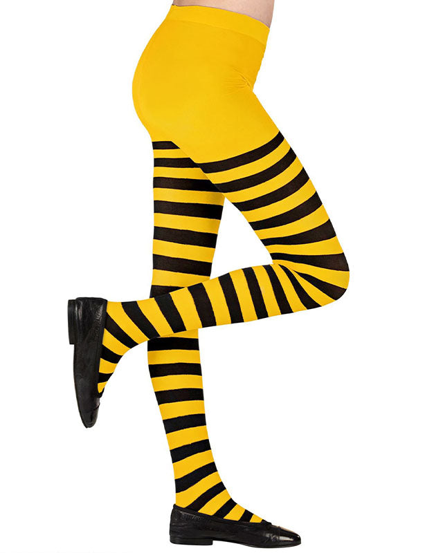 Black & Yellow Striped Tights - Child