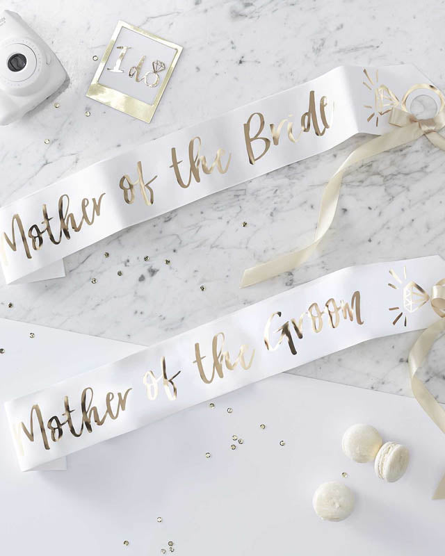 Gold Mother of the Bride and Groom Paper Sashes (2pk)