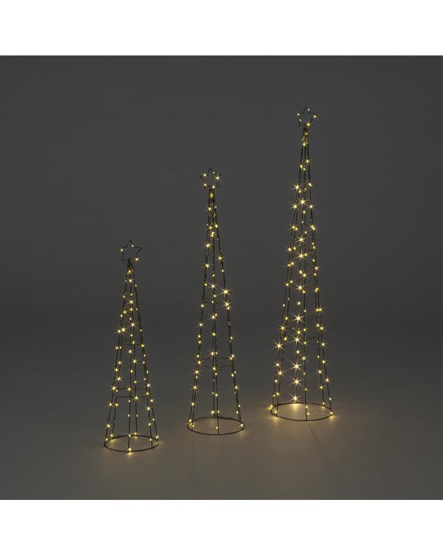 Warm White LED Iron Cone Towers (3pk)
