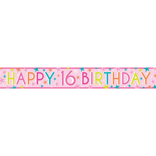 Girls 16th Birthday Paper Banners - 1m (3pk)