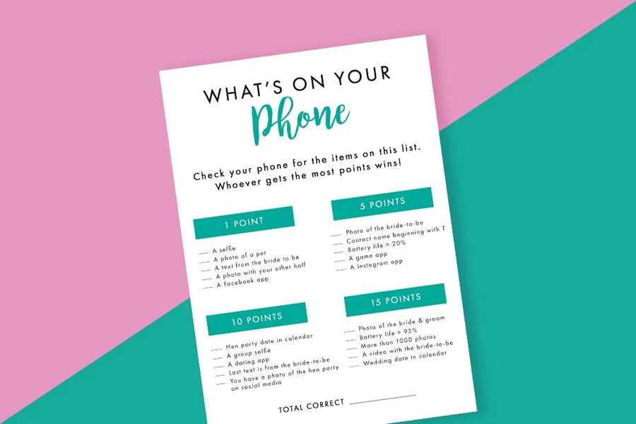 What's On Your Phone? Hen Party Game