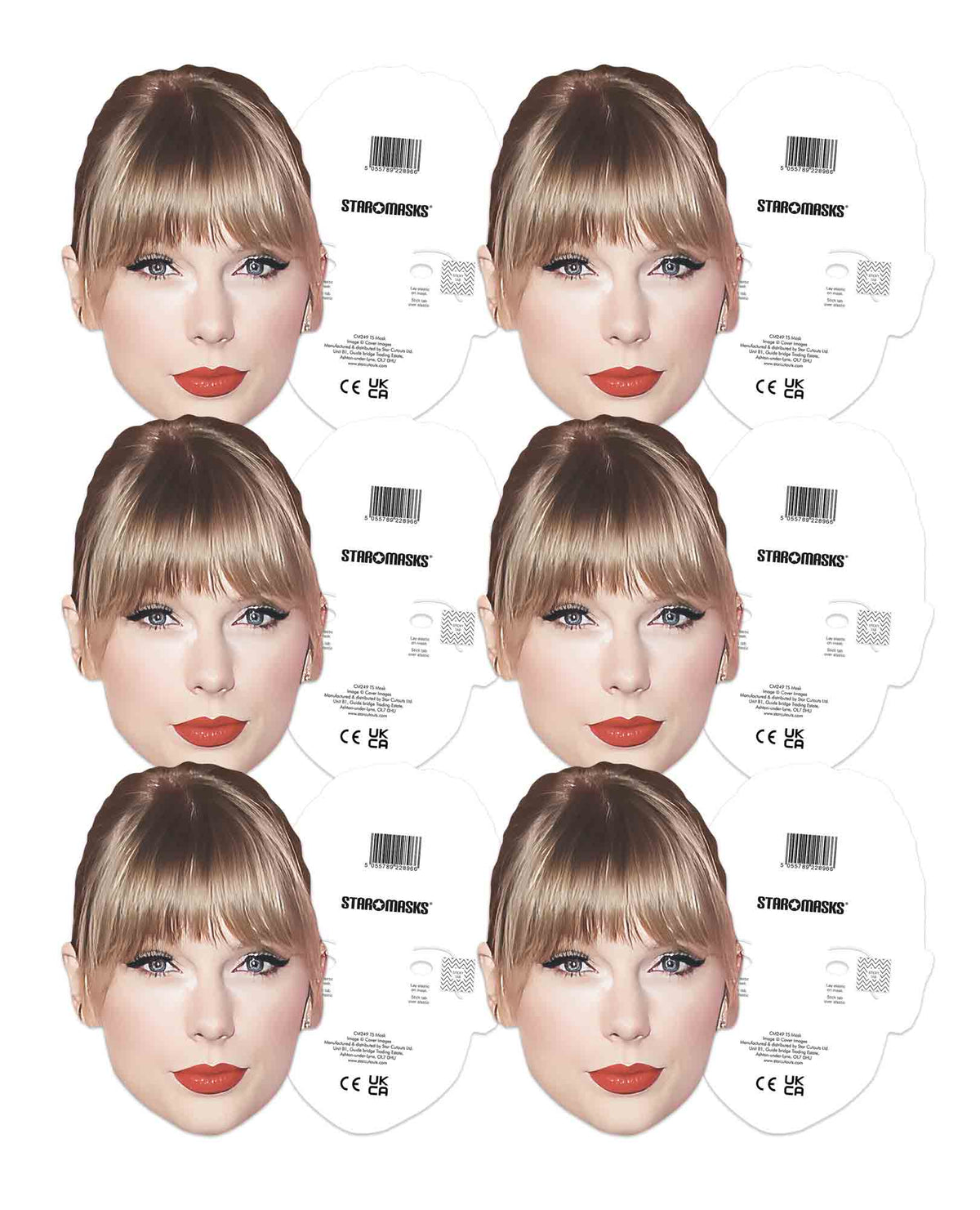 CMP003 Taylor Singer Six Pack Cardboard Face Masks With Tabs and Elastic – product image 2